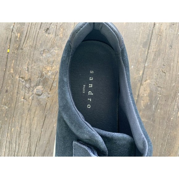 Sandro Paris Blue Suede Leather Low Top Sneakers - Picture 4 of 7